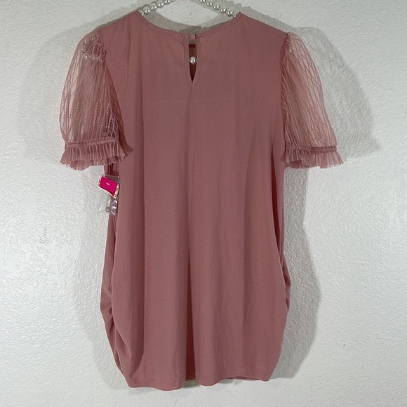 SWEET WANDERER Maternity Pink Lace Blouse Size Small New - Picture 4 of 8